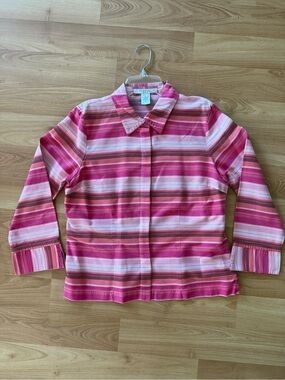 Pink and White Striped Button Up size 12